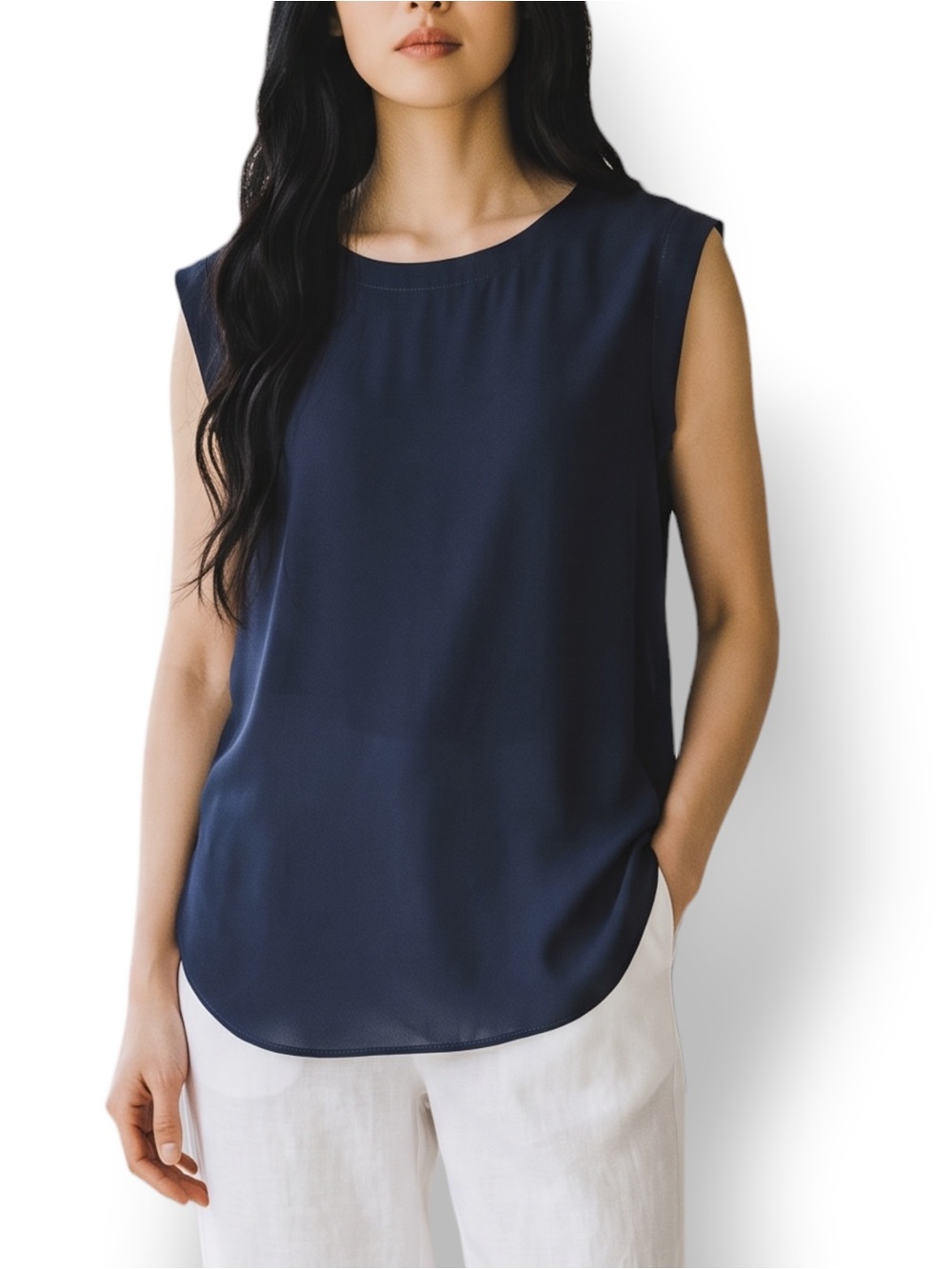 4/$20 J.Crew Navy Sleeveless Shell Blouse Size 4 Classic Career Top